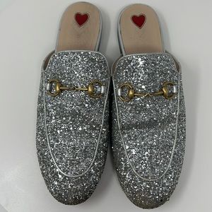 Gucci Womens Princetown GG Slipper in Sparkly Glitter
